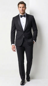 Men’s Father of the Bride Tuxedo Suit – Shawl Lapel Wedding Suit in Black, Navy or Hunter Green