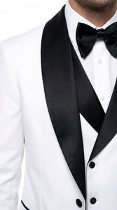 Men’s White and Black Western Wedding Tuxedo – Cowboy Style 3-Piece Traje para Boda with Double-Breasted Vest