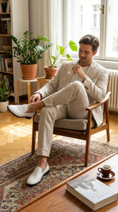 Men’s White Plain Toe Slip On Loafer Dress Shoes – Classic Formal Lightweight Shoes for Wedding, Party and Business Wear