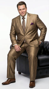 Mens Gold Brown Tan Beige Khaki Bronze Formal Suit – Luxury Metallic Finish Wedding and Prom Suit for Men