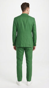 Men’s Emerald Green Linen Suit Set – Lightweight Summer Blazer and Pants, Casual Formal Summer Suit, Breathable Wedding Party Outfit