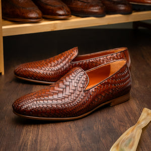 Zelli Rizzo Woven Calfskin Loafer in Cognac | Timeless Italian Style