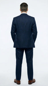 Men’s Navy Blue Pinstripe 3 Piece Suit, Thomas Shelby Inspired Vintage Formal Suit for Weddings, Parties, Prom, and Special Events