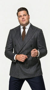 Men’s Charcoal Double Breasted Blazer, Formal Wedding Business Casual Sport Coat Jacket Wool Fabric