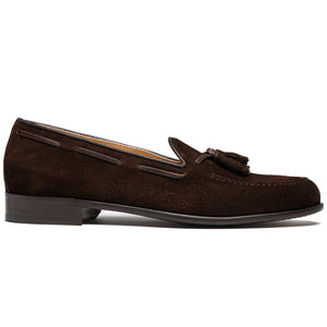 Zelli Franco Classic Tassel Loafers in Nicotine Suede Goatskin