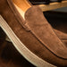Zelli Amato Handcrafted Suede Espadrille Loafer in Dark Brown