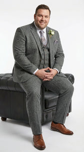 Men’s Peaky Blinder Light Grey Tweed Suit with Vest – Classic Three Piece Formal Suit, Vintage Wedding Business Outfit