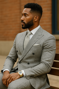 Double Breasted Suits - Vested Suits Wool Fabric  - Black Houndstooth Suit