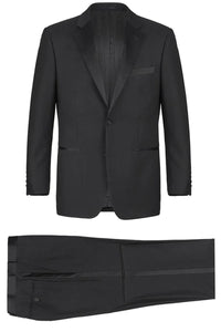 Mens Traditional Two Button Classic Fit Notch Tuxedo in Black