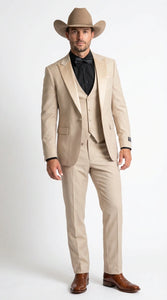 Men’s Tan Cowboy Suit – Western Formal Two Piece Suit for Weddings,  Champaign Sand Color