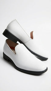 Men’s White Plain Toe Slip On Loafer Dress Shoes – Classic Formal Lightweight Shoes for Wedding, Party and Business Wear