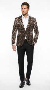 Men’s Leopard Print Blazer – Slim Fit Statement Jacket for Evening, Party, and Fashion Wear