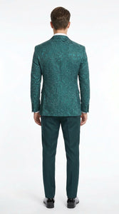 Men’s Hunter Green Paisley Tuxedo – 3 Piece Prom & Wedding Suit with Matching Bow Tie