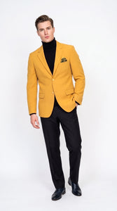 Men’s Mustard Gold Blazer, Fashion Sport Coat Wedding Party Church Dress Jacket