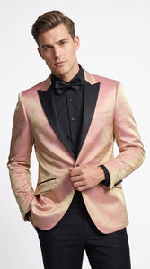 Men’s Rose Gold Tuxedo Jacket – Black Peak Lapel Wedding, Prom and Formal Dinner Blazer