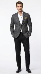Mens Charcoal Pinstripe Blazer – Classic Tailored Formal Jacket for Business, Office and Evening Wear