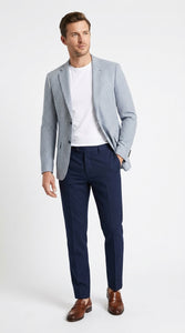 Men’s Light Blue Checkered Sport Coat – Two-Button Wedding, Business and Smart Casual Blazer