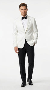 Men’s White Tuxedo Jacket – Two-Button Formal Dinner Blazer for Weddings, Prom and Events