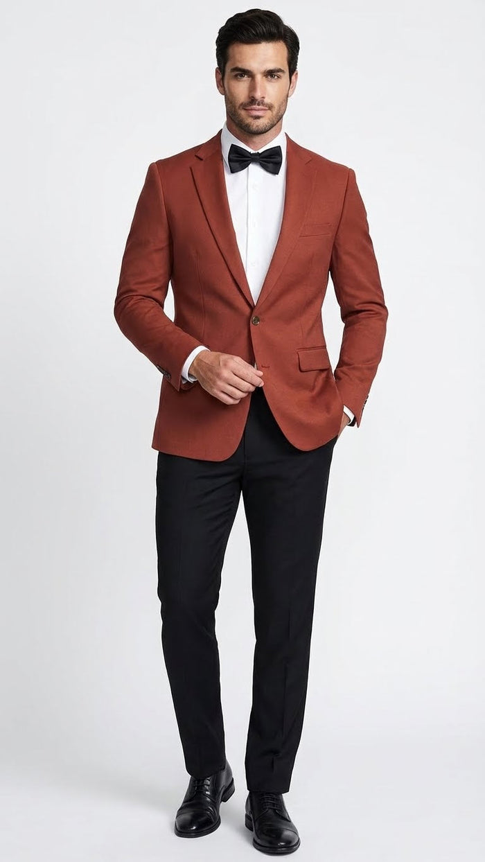 Men’s Brick Copper Rust Color  Blazer – Slim Fit Formal and Party Wear Jacket in Burnt Orange Sport Coat