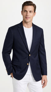 Men’s Navy Blue Club Blazer with Gold Buttons – Ted Lasso Inspired Classic Sport Coat