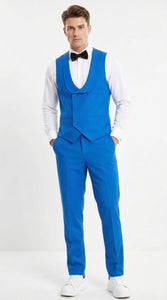 Tazzio Men’s French Color Royal Blue Peak Lapel Skinny Fit Suit – 2-Piece Wedding, Prom & Formal Suit indigo Cobalt Blue