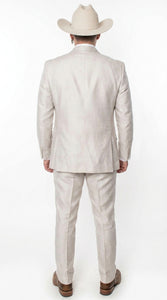 Men’s Sand champaign  Western Cowboy 3-Piece Suit – Light Cream Wedding Suit with Vest & Pants Slim Fitted