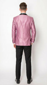 Men’s Shiny Pink Tuxedo Dinner Jacket with Black Pants – Shawl Lapel Formal Tuxedo