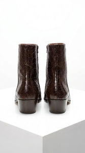 Men’s Brown Cuban Heel Boots – Exotic Ostrich Leg & Ostrich Quill Pointed Toe Dress Boots By Los Altos