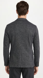 Men’s Charcoal Grey Sport Coat – Classic Two Button Notch Lapel Textured Blazer
