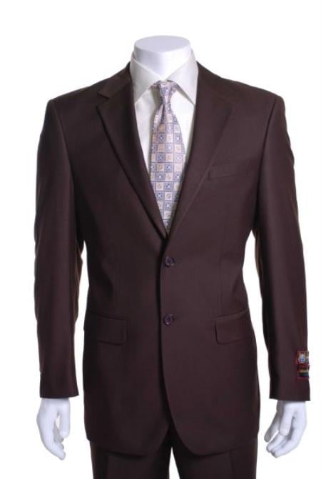 2 Button Vented without pleat  Flat Front Pants Business ~ Wedding 2 piece Modern Fit Suits Side Vented 2 Piece Cheap Priced Business Suits Clearance Sale For Men 47815-8-2BV-NP Brown