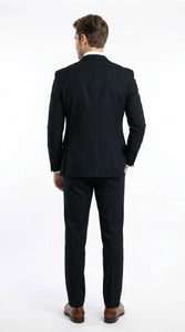Vitali Men's Modern Fit 3-Piece Black Suit – 2-Button Jacket with Scoop Neck Vest
