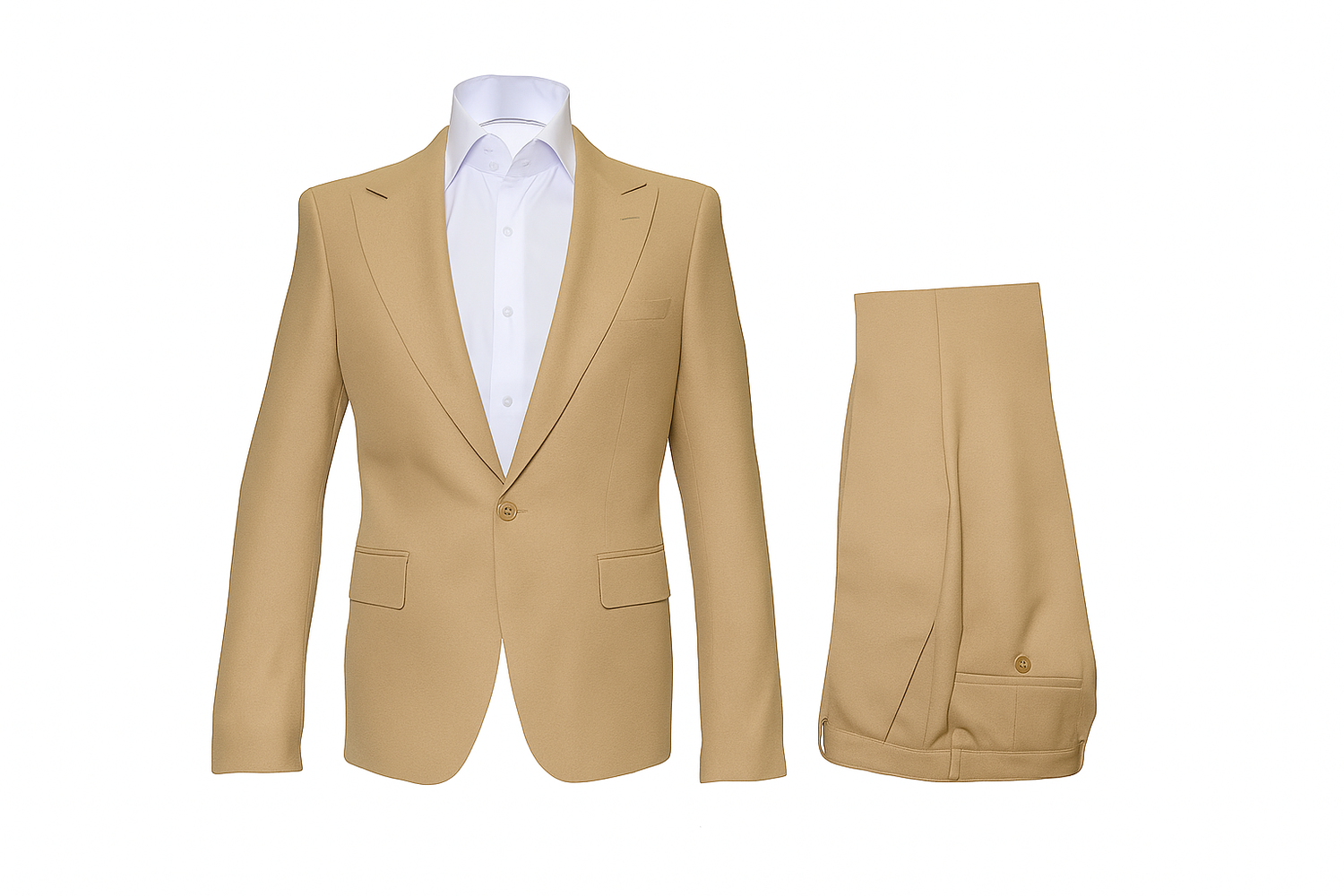 Rossiman Men’s Tan Seersucker Suit – Peak Lapel Formalwear with Tone-on-Tone Shadow Stripe