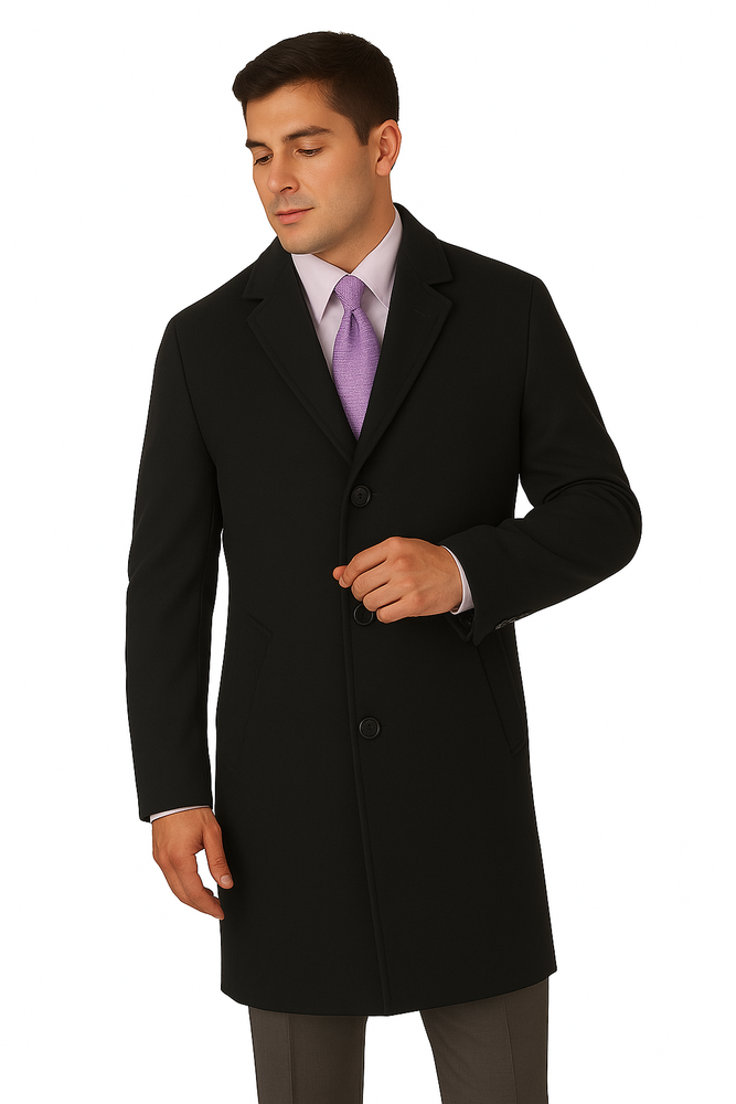 Men's Heavy Wool Overcoat – Classic Full Length Winter Topcoat