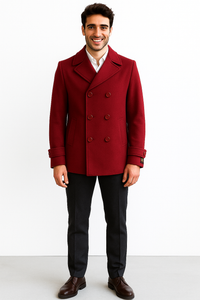 Men's Big & Tall Wool Peacoat – Classic Double Breasted Overcoat Style