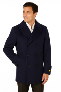 Big & Tall Men's Wool Peacoat – Classic Double Breasted Overcoat