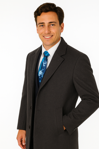 Men's Charcoal Grey Wool & Cashmere Overcoat – Classic Full Length