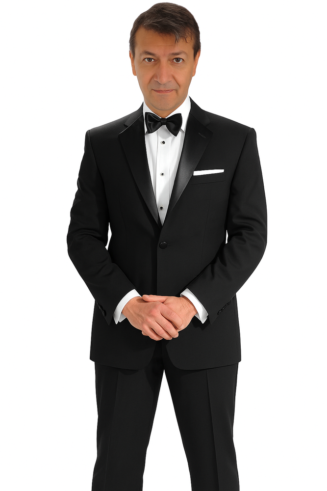 Mantoni 140s Wool 1-button Black Tuxedo