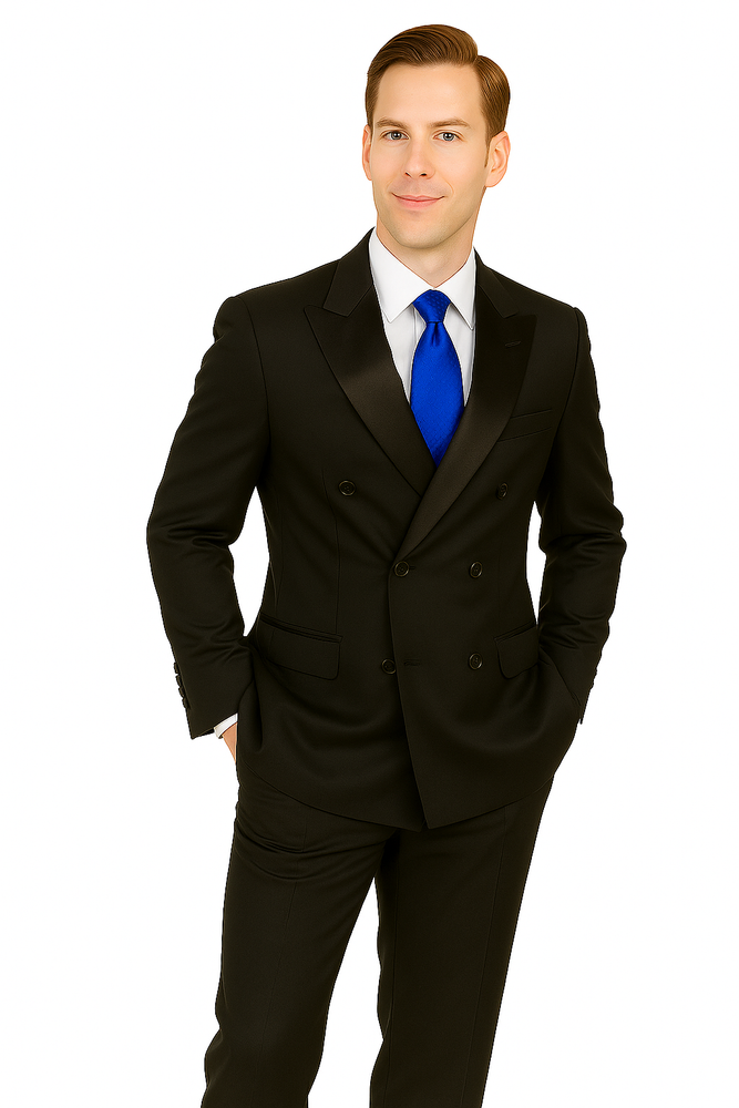 Giorgio Fiorelli Double-Breast Black Stripe Suit