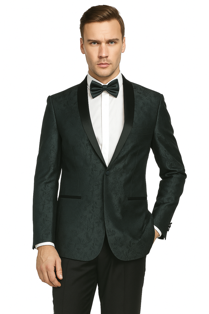 Shawl Jacquard Tuxedo by Giorgio Fiorelli in Burgundy, Gray