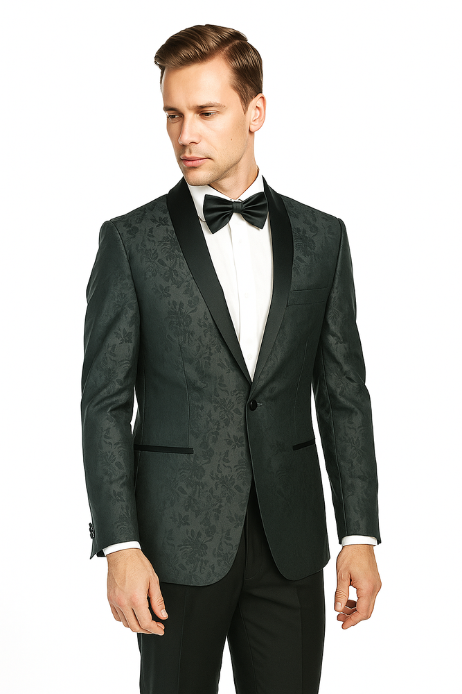 Shawl Jacquard Tuxedo by Giorgio Fiorelli in Burgundy, Gray
