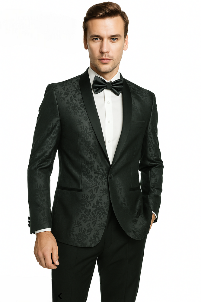 Shawl Jacquard Tuxedo by Giorgio Fiorelli in Burgundy, Gray