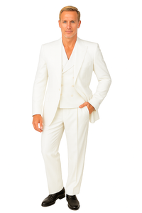 Tiglio Rosso Suit  - Classic Fit Athletic Cut 100% Wool Super 150s Italian Fabric Peak Lapel in Color Off White