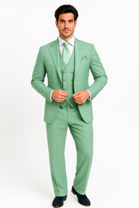 Tiglio Rosso Suit  - Classic Fit Athletic Cut 100% Wool Super 150s Italian Fabric Peak Lapel in Color Mint Green