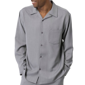 Grey 2-Piece Solid Long Sleeve Walking Suit