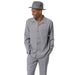 Grey 2-Piece Solid Long Sleeve Walking Suit