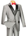 Mens Peak Lapel Sharkskin Vested Tuxedo in Silver - Men's Tuxedo USA