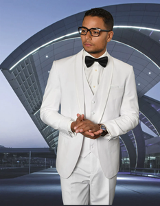 White Prom Suit - White Prom Tuxedo - White Wedding  Tuxedo With Satin Trim