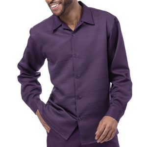 Grape Tone-on-Tone Long Sleeve 2-Piece Walking Suit by Montique
