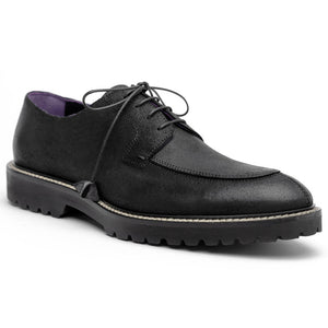Zelli Campo Sueded Goatskin Lace-up Blucher Shoes in Black