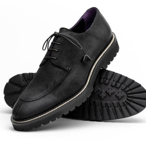 Zelli Campo Sueded Goatskin Lace-up Blucher Shoes in Black